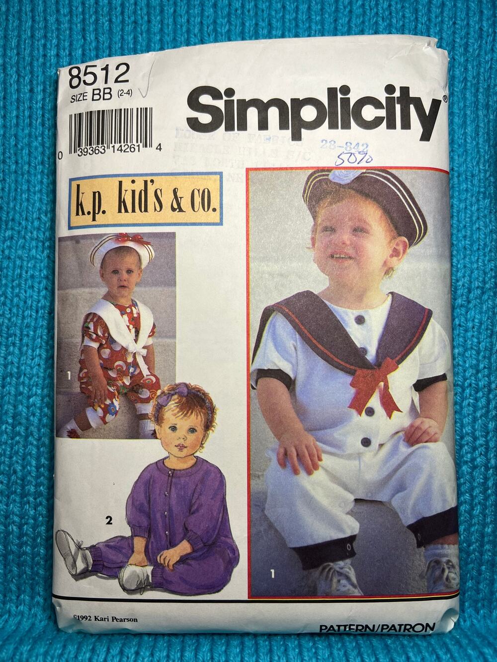 Simplcity 8512 toddlers jumpsuit romper hat headband size 2-4
